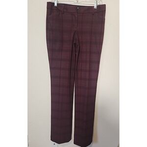 Express Editor Burgundy Plaid Trouser Mid-Rise‎ Pants Women's Straight Leg 4L